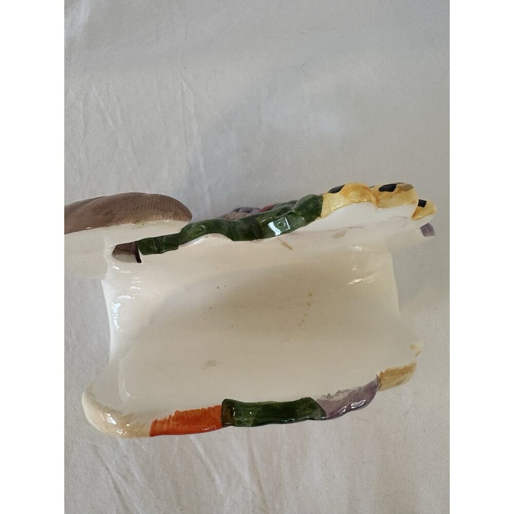 Thanksgiving Theme/ Fall Ceramic Cornucopia Napkin Holder Fruits and Vegetables - Picture 9 of 14